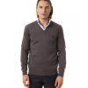 Embroidered V-neck Sweater in Extrafine Merino Wool – L