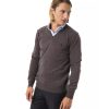 Embroidered V-neck Sweater in Extrafine Merino Wool – L