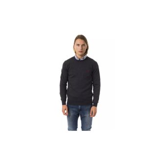 Embroidered Crew Neck Sweater made from Extrafine Wool Merinos Fabric