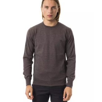 Embroidered Extrafine Wool Merinos Crew Neck Sweater