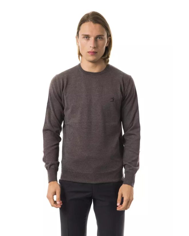 Embroidered Extrafine Wool Merinos Crew Neck Sweater – L