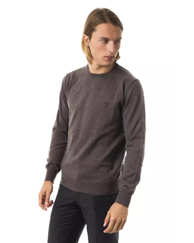 Embroidered Extrafine Wool Merinos Crew Neck Sweater – L