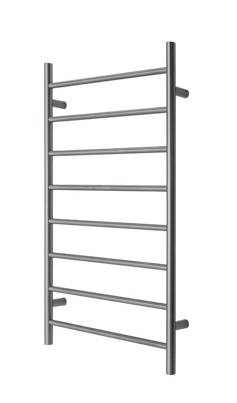 Premium Brushed Nickel Heated Towel Rack – 8 Bars, Round Design, AU Standard, 1000x620mm Wide