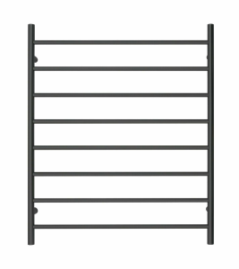 Premium Matte Black Heated Towel Rack – 8 Bars, Round Design, AU Standard, 1000x850mm Wide