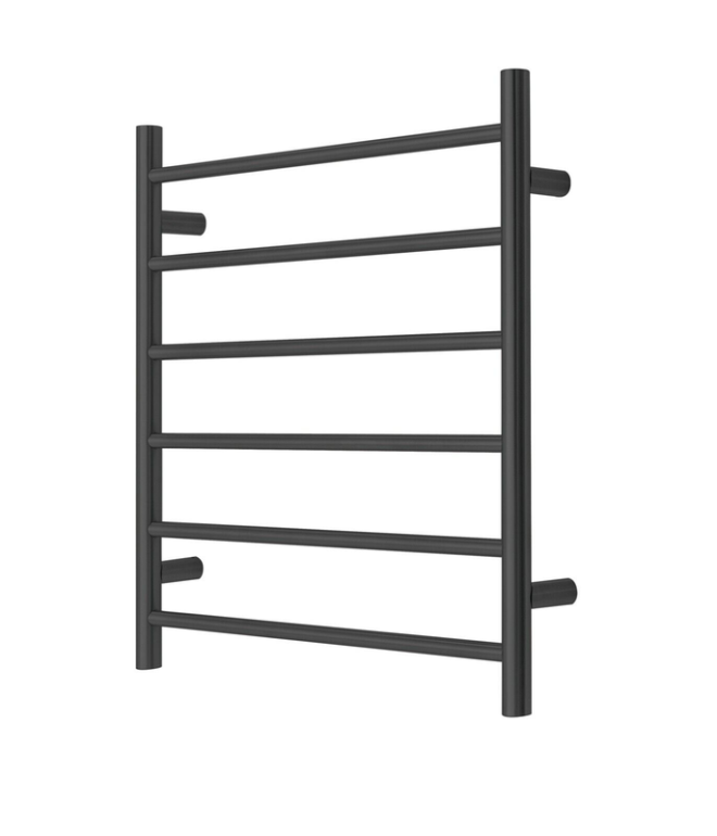 Premium Matte Black Towel Rack – 6 Bars, Round Design, AU Standard, 650x620mm Wide