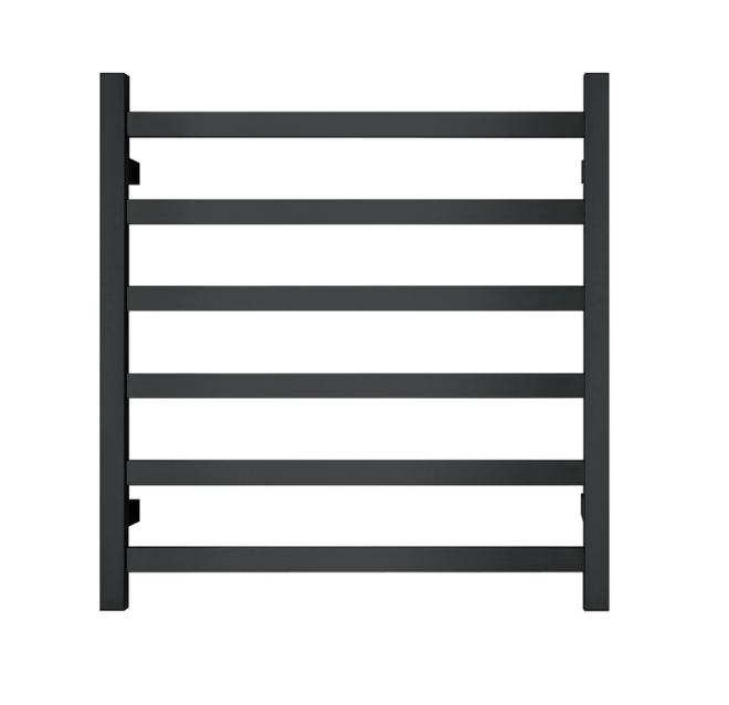 Premium Matte Black Towel Rack – 6 Bars, Square Design, AU Standard, 650x620mm Wide