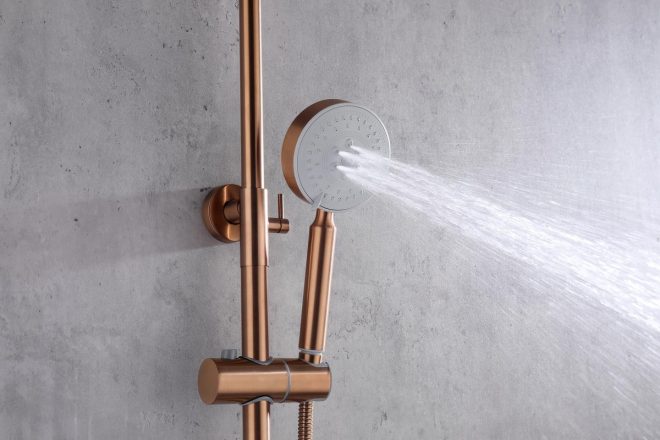 2023 Brushed Rose Gold Copper Solid Stainless Steel 304 made shower set w diverter 200 mm head sprayer hand held head