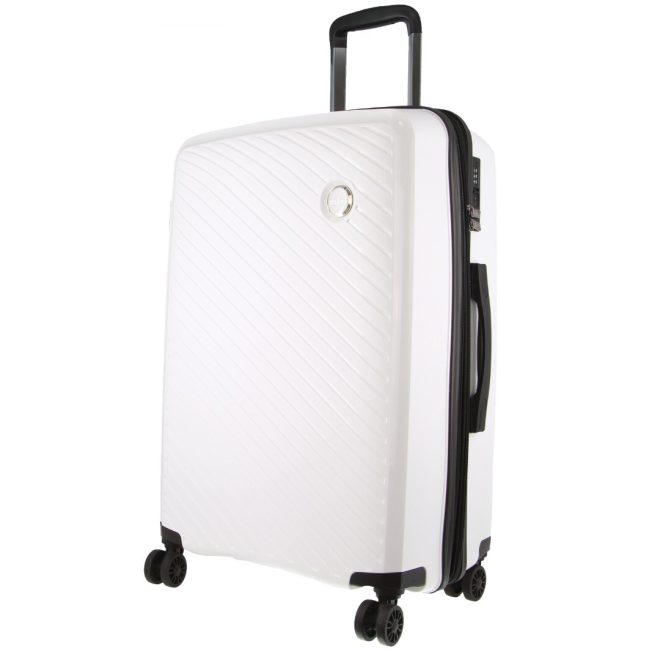 Cardin Inspired Milleni Checked Luggage Bag Travel Carry On Suitcase 65cm (82.5L) – White