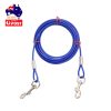 5M Dog Tie Out Cable Leash Lead Tangle Free Outdoor Yard Walking Runing