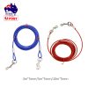 3M/ Dog Tie Out Cable Leash Lead Tangle Free Outdoor Yard Walking Runing-Blue