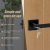 Door Handle Set Lever Square – Black, Key Lock Function