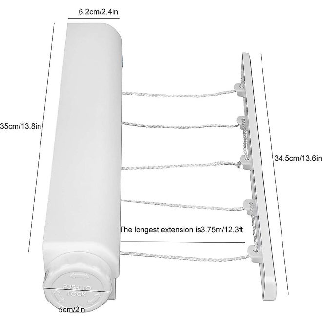 Retracting Clothesline 5 Line 18m Hanging Clothes Space Hanger