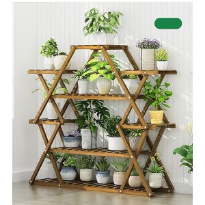 Bamboo Multilayer Flower Plant Bonsai Rack Shelf Stand Porch Lawn Patio. – Dark Wood