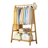 Portable Clothes Rack Coat Garment Stand Bamboo Rail Hanger Airer Closet.. – Wooden