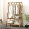 Portable Clothes Rack Coat Garment Stand Bamboo Rail Hanger Airer Closet.. – Wooden