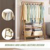 Portable Clothes Rack Coat Garment Stand Bamboo Rail Hanger Airer Closet.. – Wooden