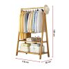 Portable Clothes Rack Coat Garment Stand Bamboo Rail Hanger Airer Closet.. – Wooden