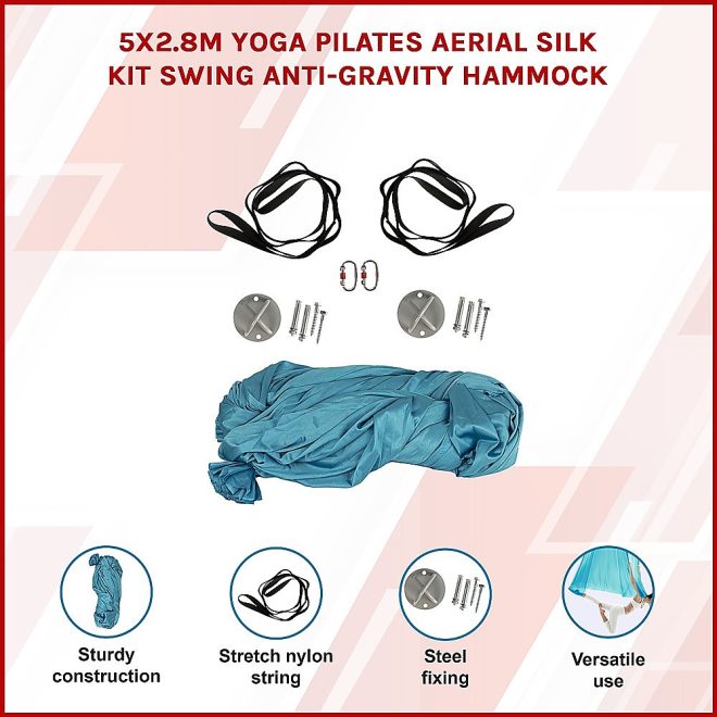 5×2.8m Yoga Pilates Aerial Silk Kit Swing Anti-Gravity Hammock