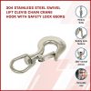 304 Stainless Steel Swivel Lift Clevis Chain Crane Hook with Safety Lock 650kg