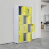 12-Door Locker for Office Gym Shed School Home Storage – Yellow, Standard Lock