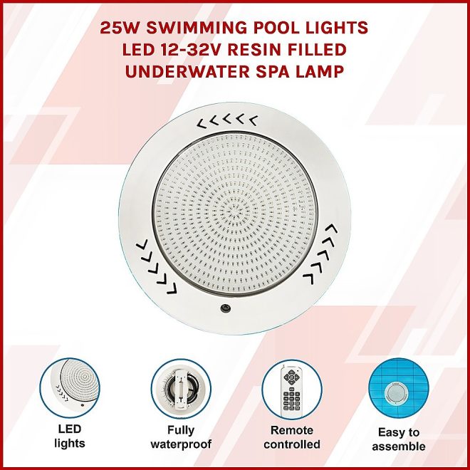 Swimming Pool Lights Led 12-32V Resin Filled Underwater Spa lamp – 25W