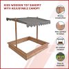 Kids Wooden Toy Sandpit with Adjustable Canopy