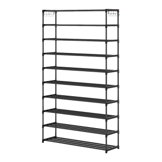 10 Tier Black Shoe Rack Metal Shoe Storage Organizer Rack 50-Pair Large Capacity