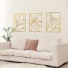 3 Piece Gold Flower Metal Wall Decor Abstract Floral Aesthetic Set of 3