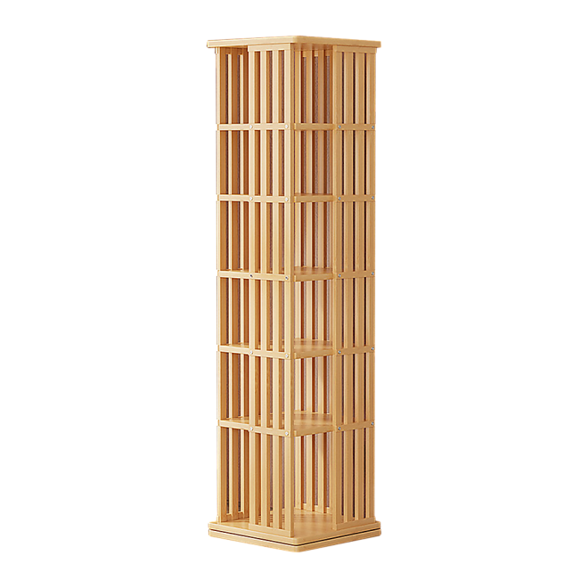 360 Rotating Bookshelf Bamboo Storage Display Rack Shelving in Wood