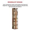 360 Rotating Bookshelf Bamboo Storage Display Rack Shelving in Dark Wood