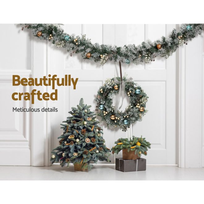 2.7m Christmas Garland with LED Lights Snowy Decoration Xmas Party