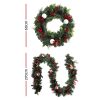 Christmas Garland with Wreath Set Ornaments Xmas Tree Decor