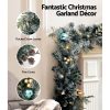 2.7m Christmas Garland with Wreath Set LED Lights Snowy Xmas Decor