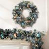 2.7m Christmas Garland with Wreath Set LED Lights Snowy Xmas Decor