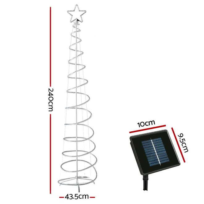 Solar Christmas Tree 2.4m Motif Lights 8 Modes Multi Colour