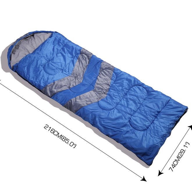 Single Sleeping Bag Bags Outdoor Camping Hiking Thermal -10 deg Tent – Blue