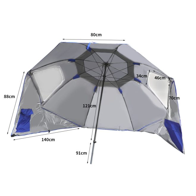 Beach Umbrella Outdoor Umbrellas Sun Shade Garden Shelter – 2 M, Blue