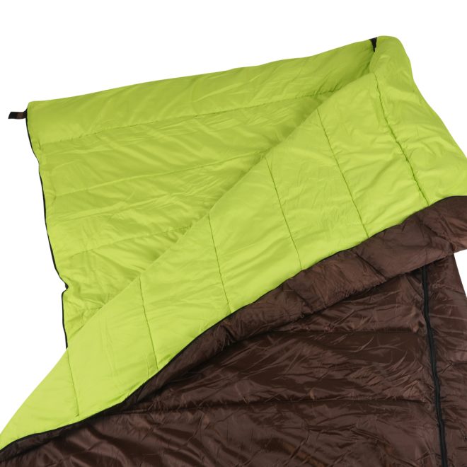 Double Sleeping Bag Bags Outdoor Camping Hiking Thermal -10 deg Tent – Green and Brown