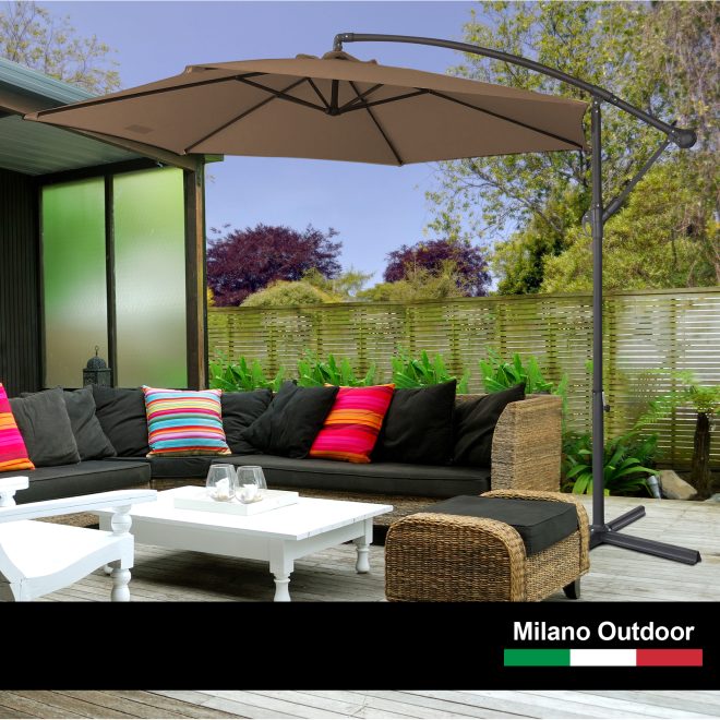 Milano Outdoor – Outdoor 3 Meter Hanging and Folding Umbrella – Latte