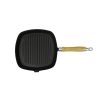 Grill Pan with Wooden Handle Cast Iron 20×20 cm