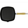 Grill Pan with Wooden Handle Cast Iron 20×20 cm