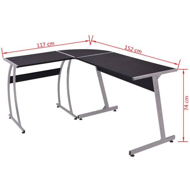 Corner Desk L-Shaped – Black