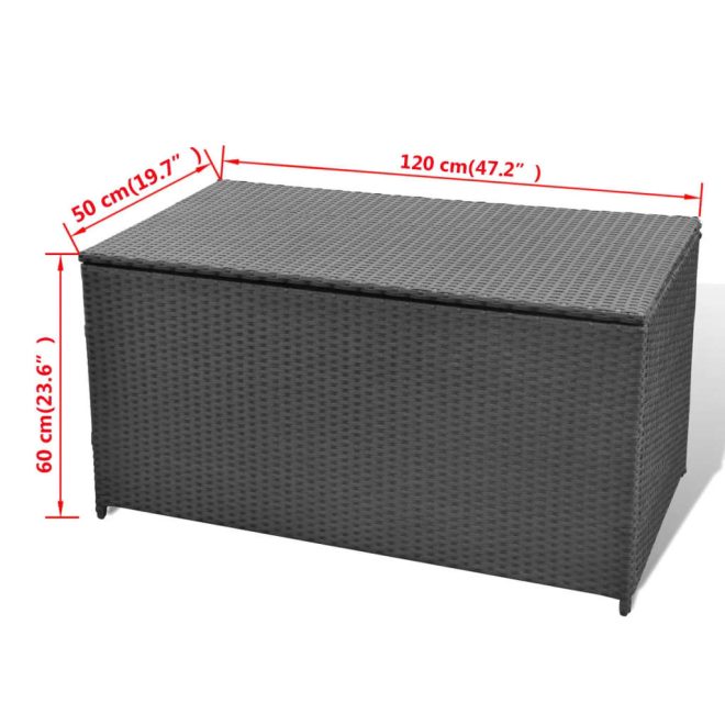 Garden Storage Box 120x50x60 cm Poly Rattan – Black