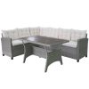 3 Piece Garden Lounge Set with Cushions Poly Rattan Grey