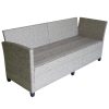 3 Piece Garden Lounge Set with Cushions Poly Rattan Grey