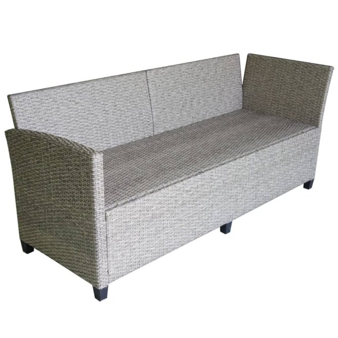 3 Piece Garden Lounge Set with Cushions Poly Rattan Grey