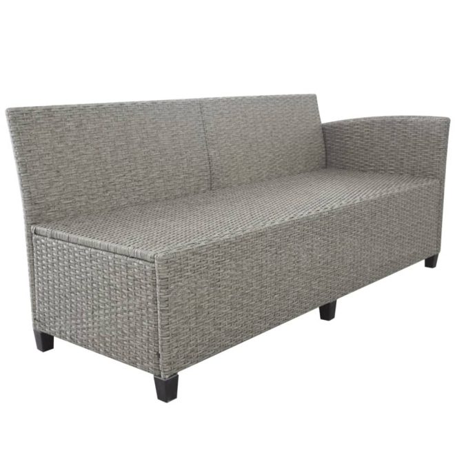 3 Piece Garden Lounge Set with Cushions Poly Rattan Grey