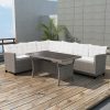 3 Piece Garden Lounge Set with Cushions Poly Rattan Grey