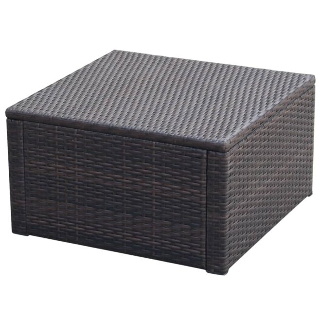 Footstool Ottoman Poly Rattan 53x53x30 cm – Brown