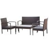 4 Piece Garden Lounge Set with Cushions Poly Rattan – Brown